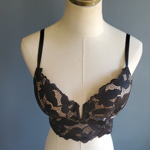 Rachel Other - Rachel Black Lace Romantic  Balconette Bra 36B